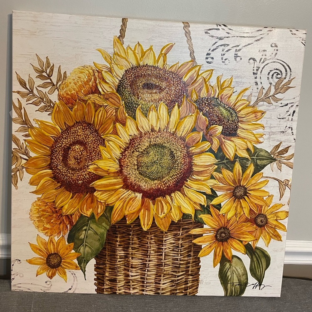 Handmade Sunflower Canvas Art 24 X 24 Wall Art